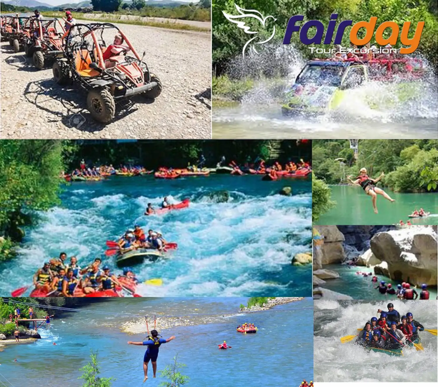 Alanya Kombo Turu 5'i 1 Arada (Rafting-Buggy Safari-Zipline-Cabri Safari-Canyon) 