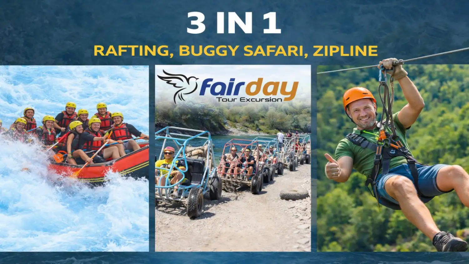 Alanya 3 in 1 Buggy - Rafting - Zipline 